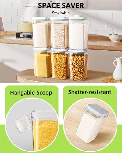 Airtight Food Storage Container with Pop Lid & 130ml Scoop (4 Count)
