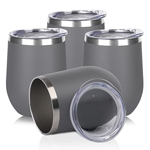 Stainless Steel Wine Tumbler Bulk with Lid (4 Count)