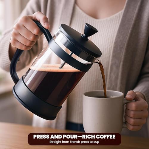 Borosilicate Glass French Press Coffee Maker 21 Oz