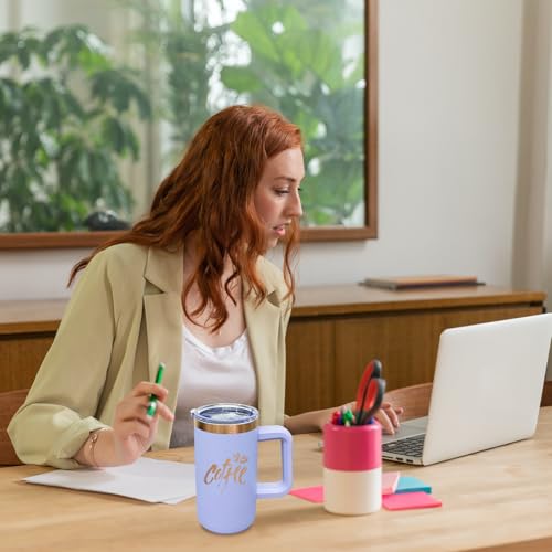 22oz Insulated Coffee Mug Bulk with Handle and Lid Lilac (4 Count)
