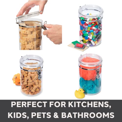 4pc Clear Canister Set with Clamp Lids & Spoons