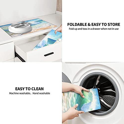 Large Dish Drying Mats For Kitchen Counter Microfiber Kitchen Drying Mat XL Draining Pad Absorbent Quick Drying Dish Mat 18x24 Inch