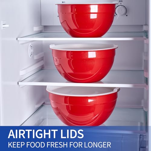 Red Mixing Bowls With Airtight Lids