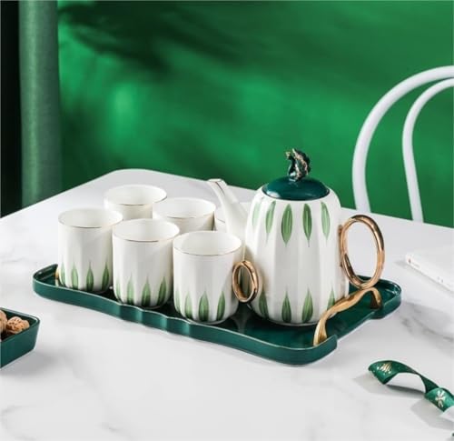 8 Piece Ceramic Tea Set with Tray
