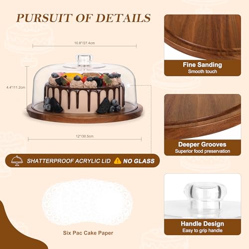 Cake Stand with Clear Acrylic Dome Lid