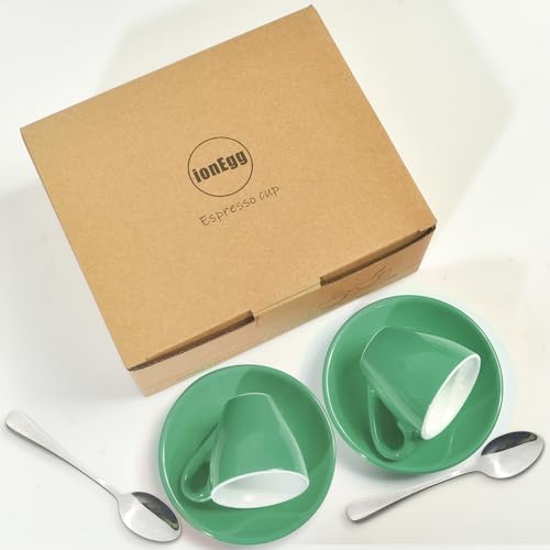 Porcelain Espresso Cup with Saucer And Stainless Steel mini Spoons (7 Count)