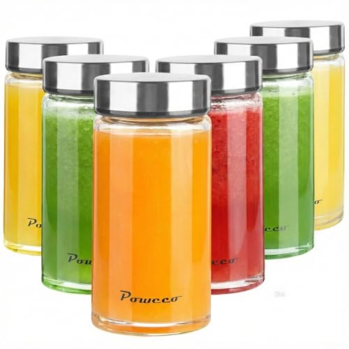 Glass Juice Bottles 6 Pack 12 oz (6 Count)