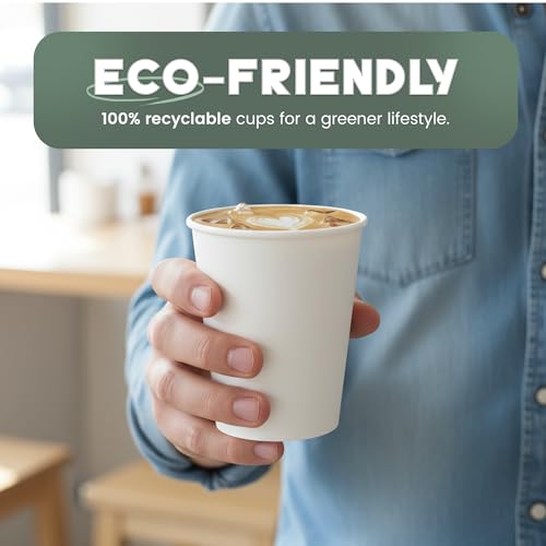 Paper Cups 12 oz 1000 Pack for Coffee & Tea Made in USA (1000 Count)