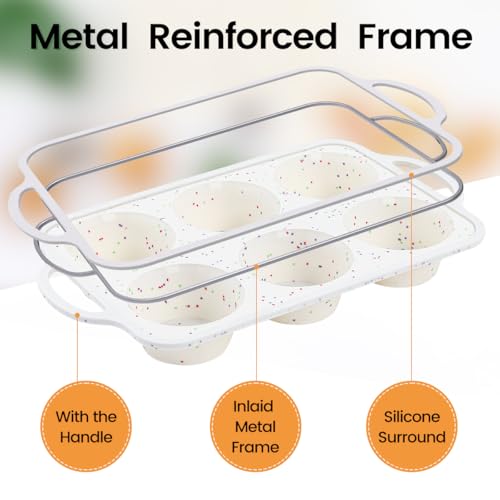 Jumbo Silicone Muffin Pan with Metal Frame (2 Count)