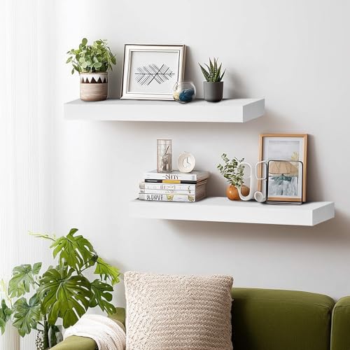 Solid Wood Floating Shelves (2 Count)
