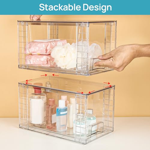 4 Pack Large Stackable Storage Drawers (4 Count)