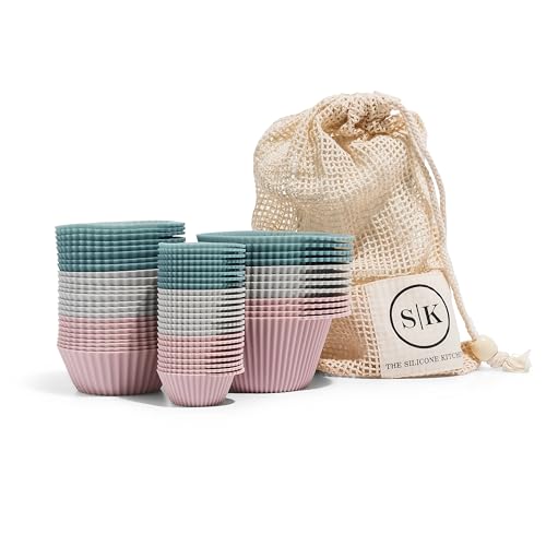 Reusable Silicone Baking Cups Gift Set Bundle (60 Count)
