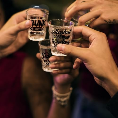 24 Pieces Funny Friends Shot Glasses Funny Friends Shot Glasses Clear Shot Glass Cups with Heavy Base for Adult Small Glass Shot Cups 1.75 oz Shot Glass for Best Friends (24 Count)