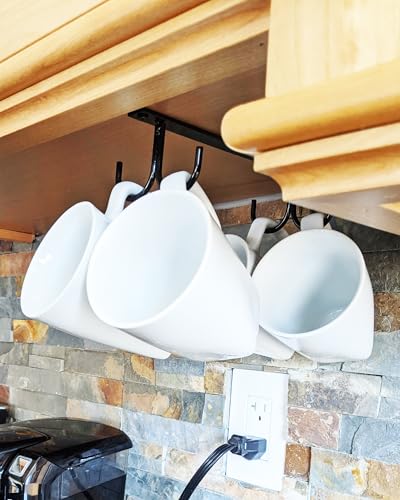 Mug Rack Under Cabinet Mug Hooks Coffee Cup Holder Cups Organizer Hanger (16.99 Count)