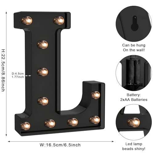 Black LED Letter Lights for Room Decor