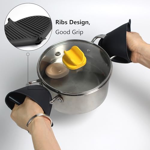 Silicone Oven Mitts Heat Resistant Pot Holder Set for Kitchens (6 Count)