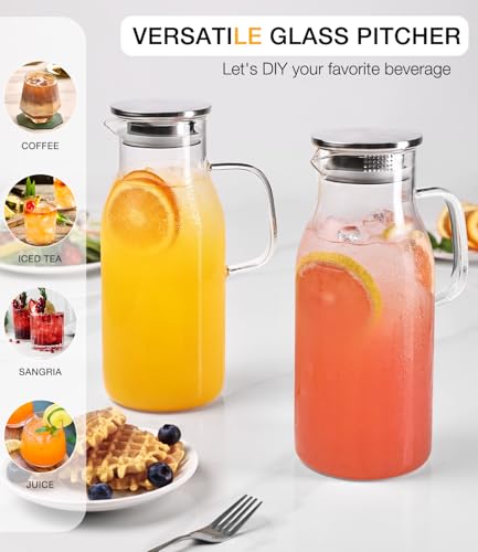 2 Liter 68oz Glass Pitcher with Lid