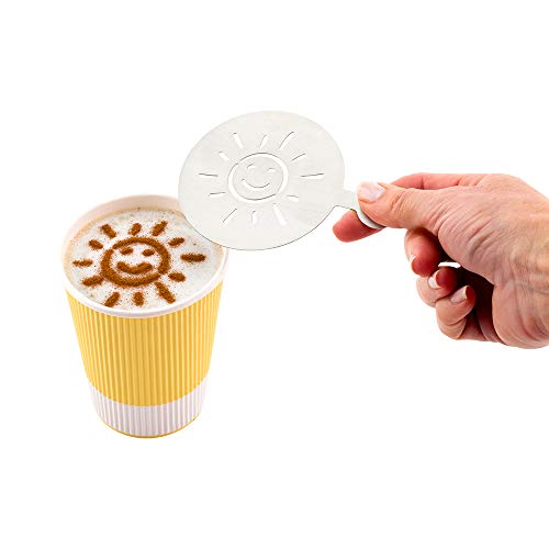 Coffee Art Stencil Pack of 1 Stainless Steel Smiley Sun Decorating Stencil for Latte Art