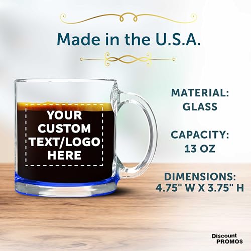 Custom Clear Glass Coffee Mugs 13 oz. Set of 10 (100 Count)