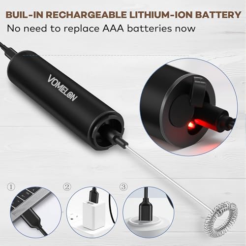 Rechargeable Milk Frother Handheld Electric Frother Wand Milk Foamer Drink Mixer for Coffee