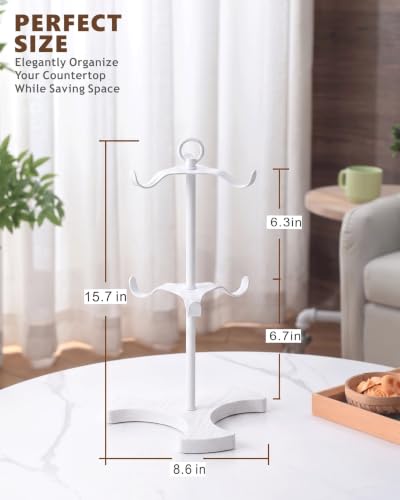 2 Tier White Coffee Mug Holder for Countertop