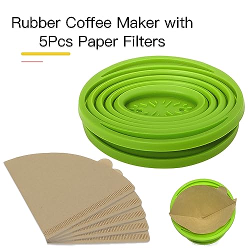 Collapsible Coffee Dripper Filter Reusable with 5 Paper Filters