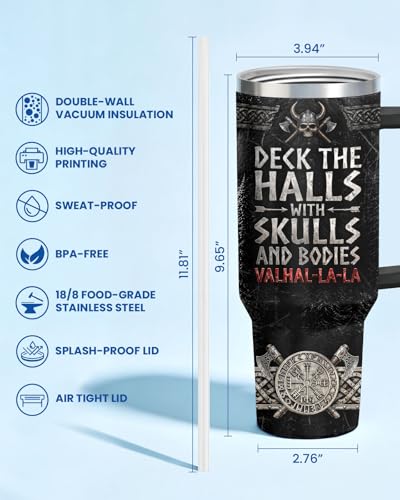 Viking Valhal La Funny Norse 40 oz Tumbler with Handle
