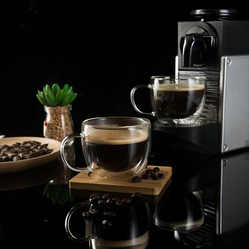 8oz Double Wall Glass Coffee Mugs (4 Count)