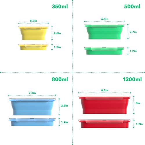 Silicone Food Storage Containers with BPA Free Airtight Plastic Lids (4 Count)