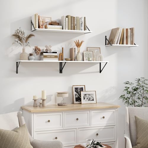 White Deep Floating Shelves for Wall (2 Count)