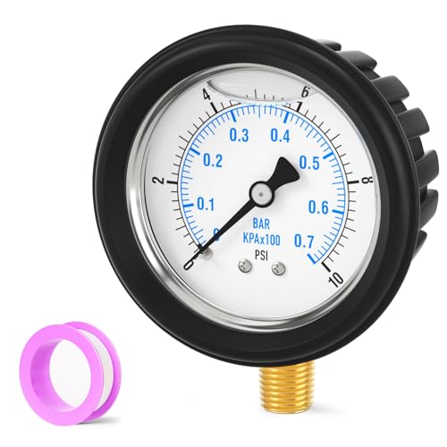 0 10PSI Stainless Steel Liquid Filled Pressure Gauge