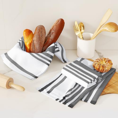Premium Cotton Stripe Kitchen Towels 6 Pack (6 Count)