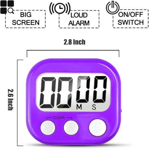 Digital Kitchen Timers for Cooking (6 Count)