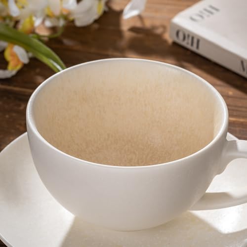 Ceramic Latte Art Mug With Saucer