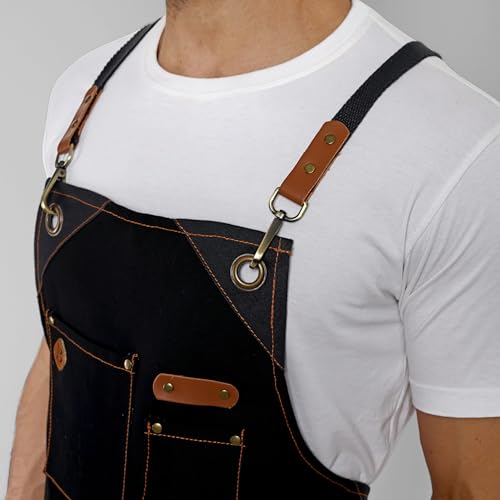 Chef Apron Recycled Cotton Kitchen Apron with an Adjustable Neck with Long Ties