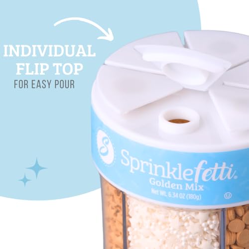 Sprinkles 6 Cell Edible Sprinkle Mix Jimmies Perfect for Cake Decorations Baking Ice Cream Cookies Cupcake Topper (6.45 Ounce)