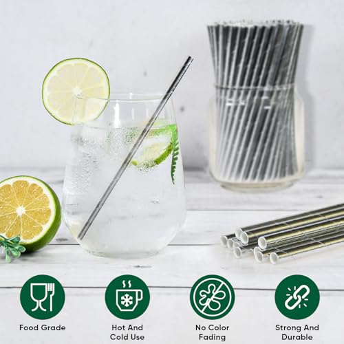 Chunsapk 5.75 inch Disposable Short Silver Paper Cocktail Straws (500 Count)