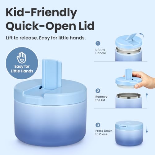 12oz Insulated Vacuum Food Jar with Buckle Lid Wide Mouth Soup Thermo for Hot Food Kids Leakproof Stainless Steel Lunch Container