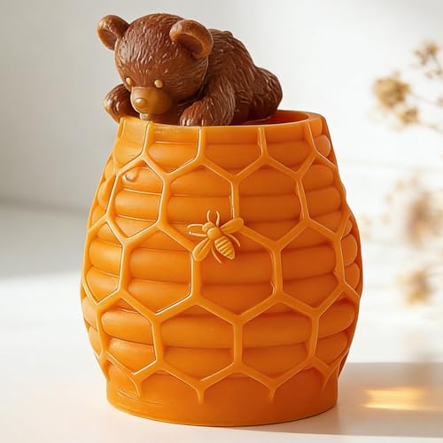 Honeycomb Bear Cylinder Candle & Resin Mold