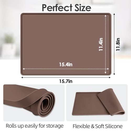 Silicone Coffee Maker Mat with Lip for Countertops