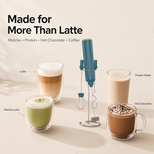 Milk Frother Handheld with 3 Stainless Steel Whisks