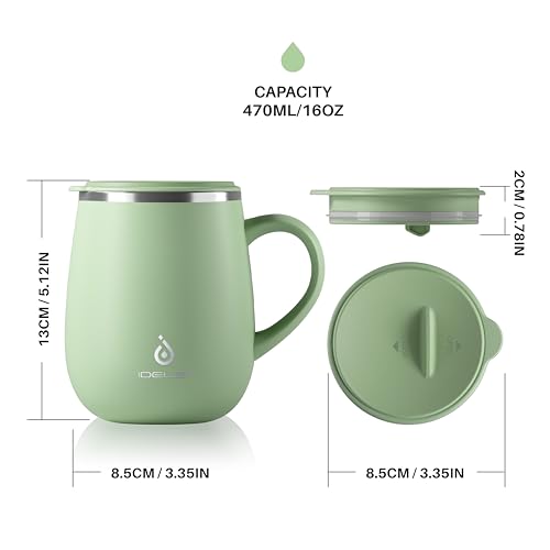 16 oz Insulated Coffee Mug with Lid and Handle