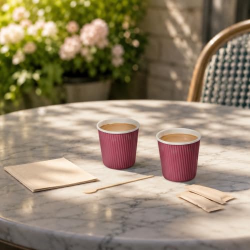 Ripple Wall Coffee Cups 25 Count 4 Ounce Insulated Crimson Paper Cups