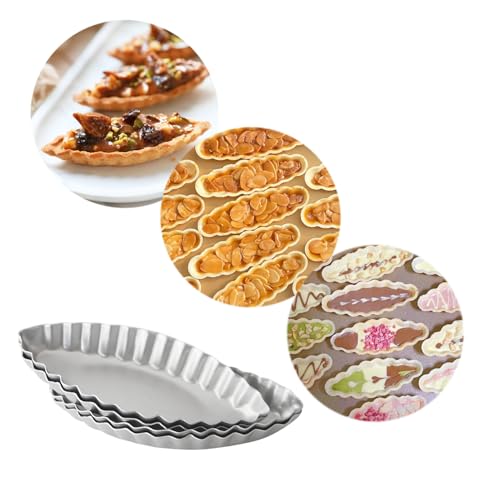 Aluminum Boat Tart Pan Fluted Oval Baking Mold (10 Count)