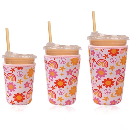 Reusable Insulated Neoprene Iced Coffee Cup Sleeve (3 Count)