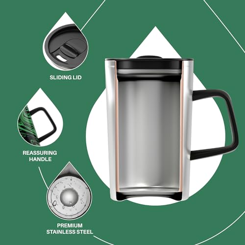 16 oz Insulated Coffee Mug with Lid and Handle