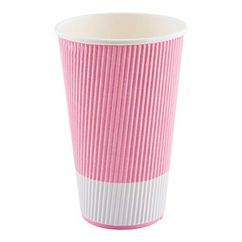 Ripple Wall Coffee Cups 25 Count 16 Ounce Insulated Light Pink Paper Cups