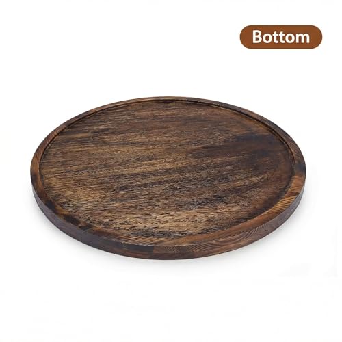 Round Ottoman Tray Large Wood Serving Tray for Table Living Room Bedroom