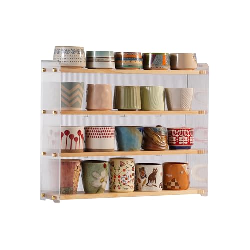 Mug Shelf 4 Tier Walnut Coffee Cup Displays