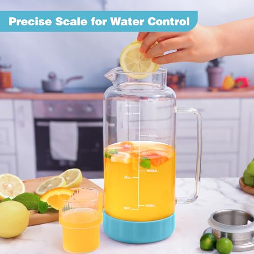 68oz Glass Pitcher with Lid and Handle for Fridge